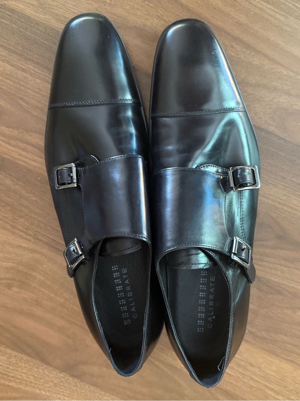 Men’s Nordstrom Calibrate Black Double Monk Leather Dress Shoes